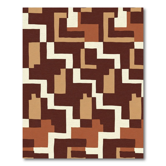 Earthy Tones Geometric Blocks Rug