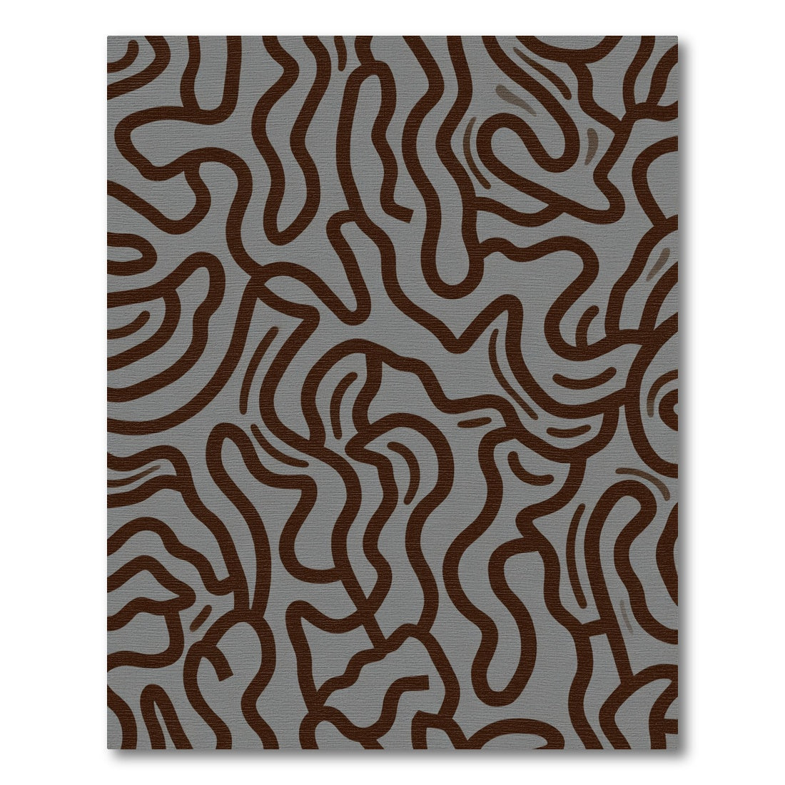 Brown Wavy Lines Gray Overlay Rug