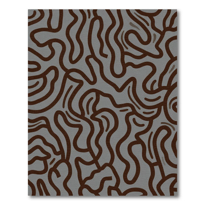 Brown Wavy Lines Gray Overlay Rug