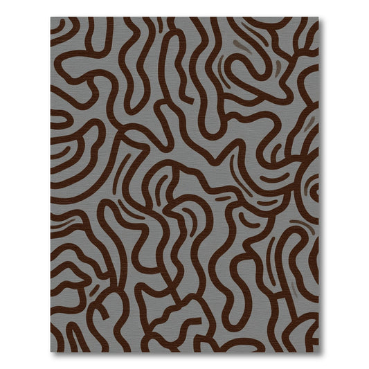 Brown Wavy Lines Gray Overlay Rug