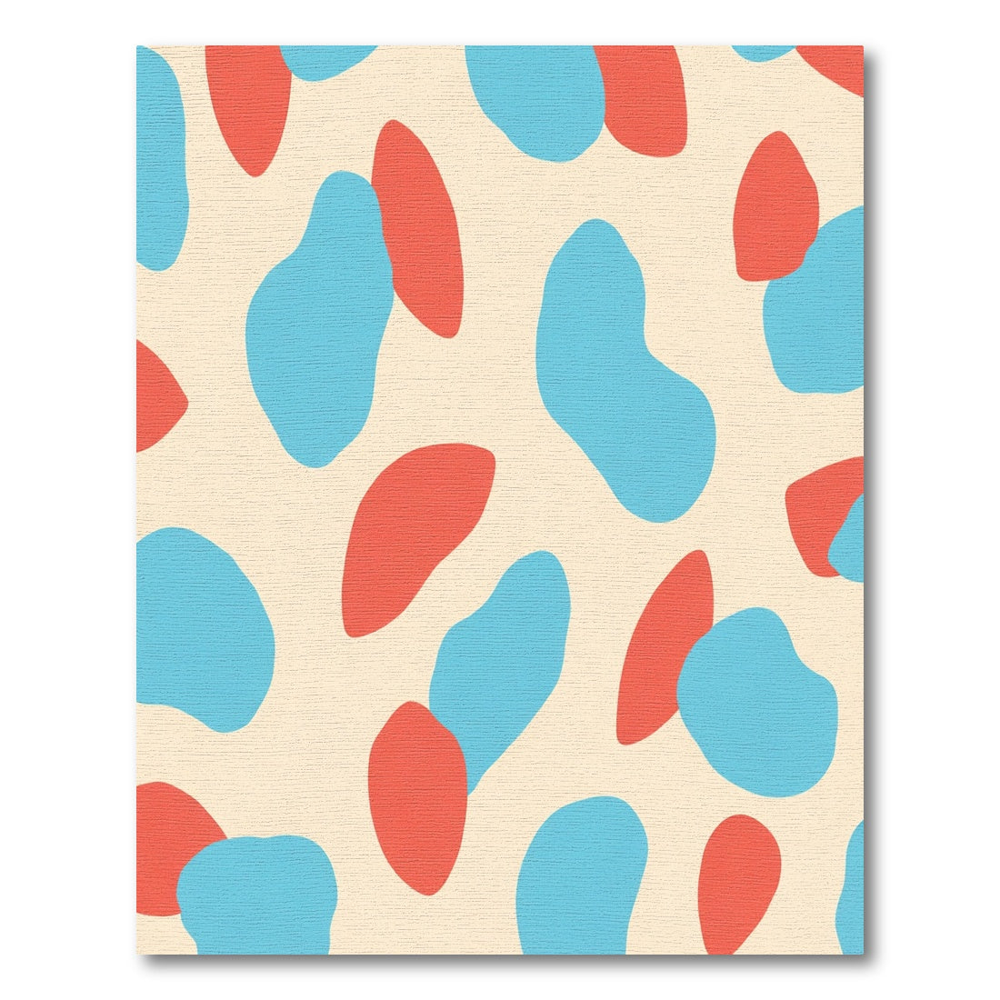 Coral Blue Abstract Blob Rug