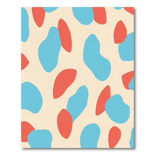 Coral Blue Abstract Blob Rug