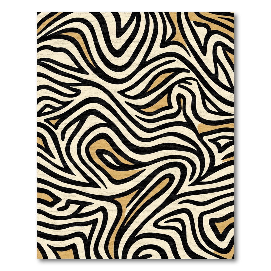 Cream Black Golden Swirl Animal Print Rug