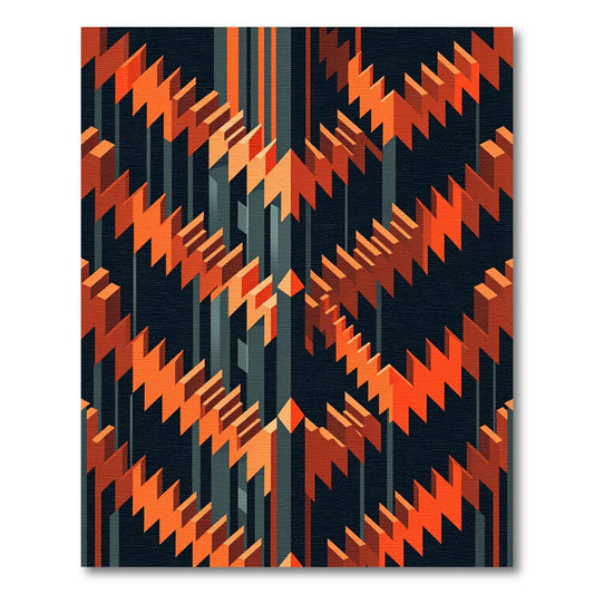 Geometric Orange Zigzag Stripe Rug