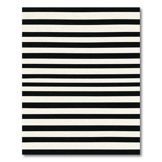 Bold Black White Horizontal Lines Rug