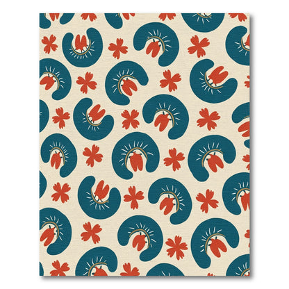 Teal Coral Floral Spaced Arrangement Rug