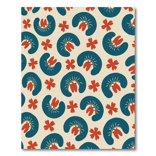 Teal Coral Floral Spaced Arrangement Rug