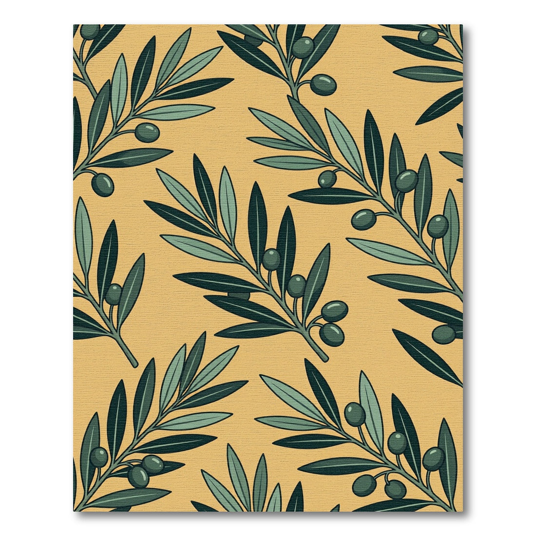 Golden Yellow Olive Branches Rug