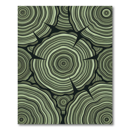 Olive Green Wood Grain Rings Rug