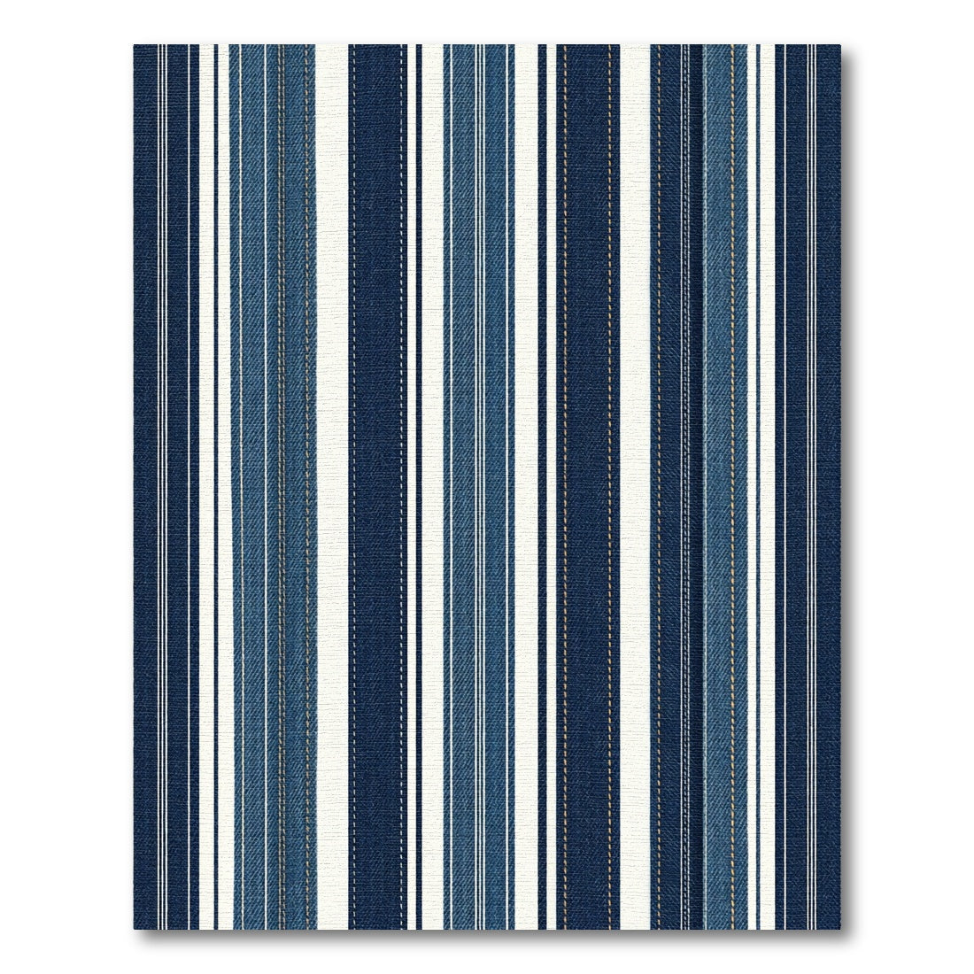 Modern Deep Blue Textured Stripe Rug