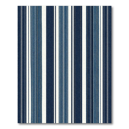 Modern Deep Blue Textured Stripe Rug