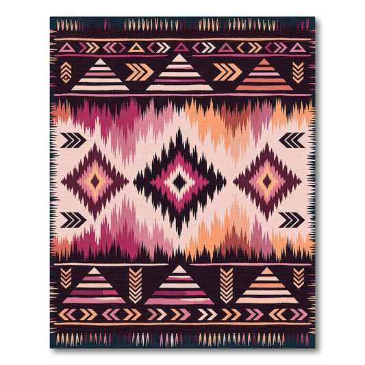 Tribal Geometric Diamond Sunset Rug