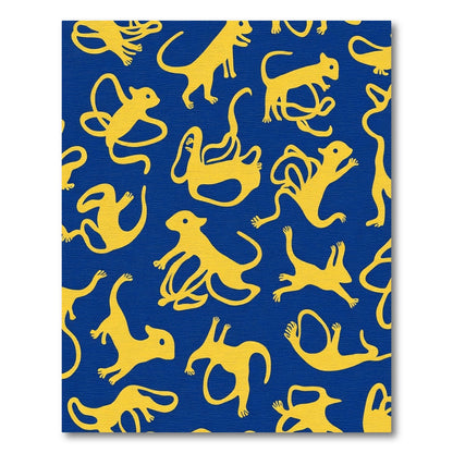Yellow Creatures On Royal Blue Ground Rug