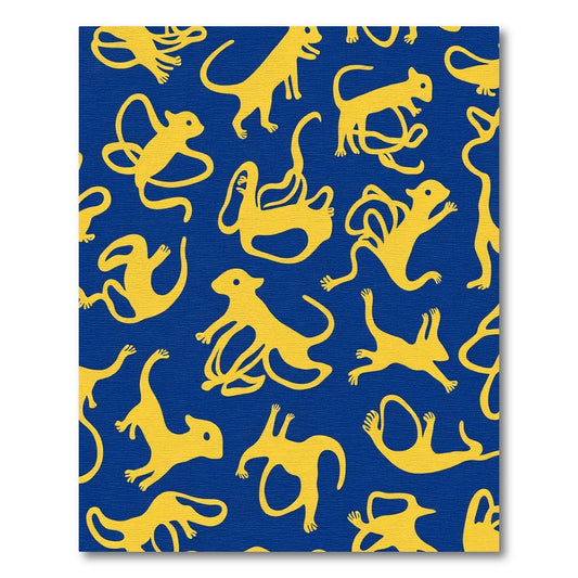 Yellow Creatures On Royal Blue Ground Rug