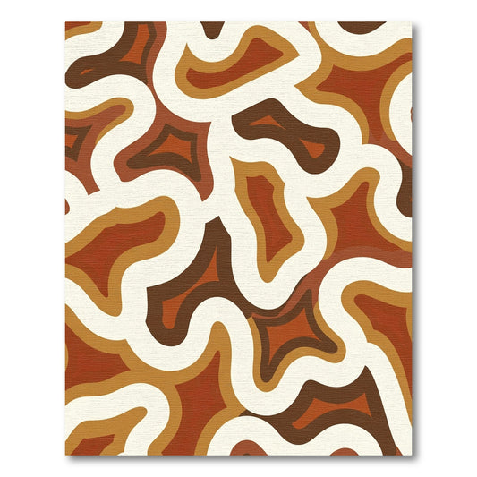 Retro Terracotta Swirl Organic Field Rug