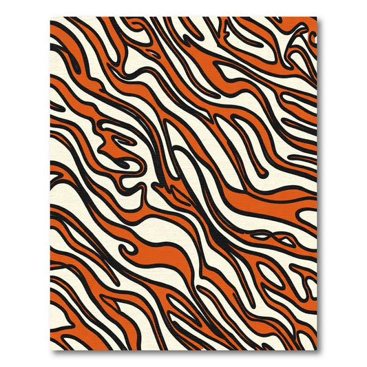 Bold Orange Tiger Stripe Abstract Rug