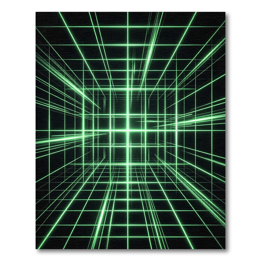 Neon Green Cyber Grid Abstract Lines Rug