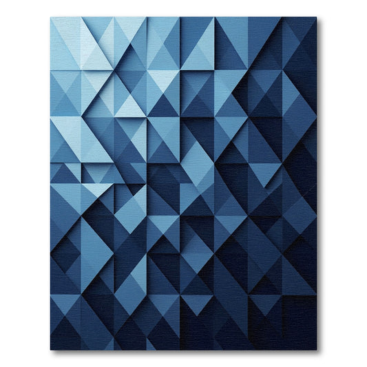 Deep Blue Geometric Faceted Rug