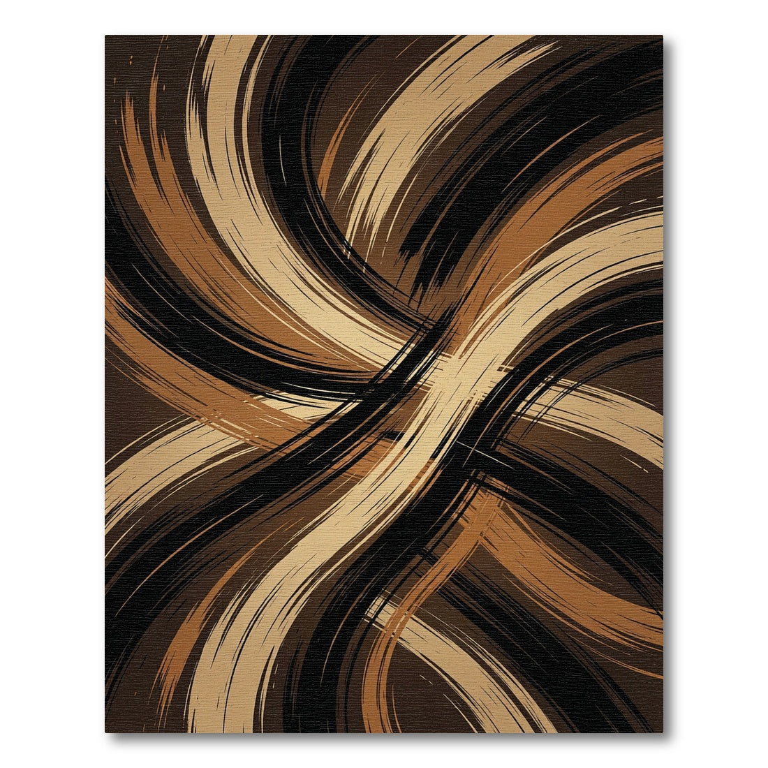 Golden Black Abstract Swirling Earth Tone Rug
