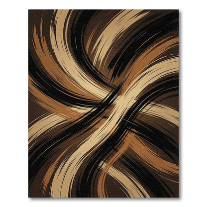 Golden Black Abstract Swirling Earth Tone Rug