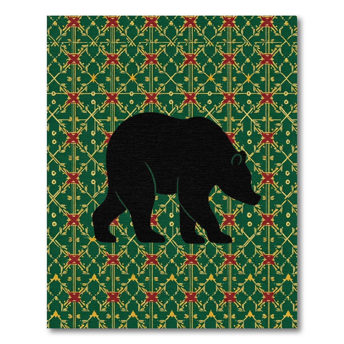 Forest Bear Green Emerald Geometric Rug