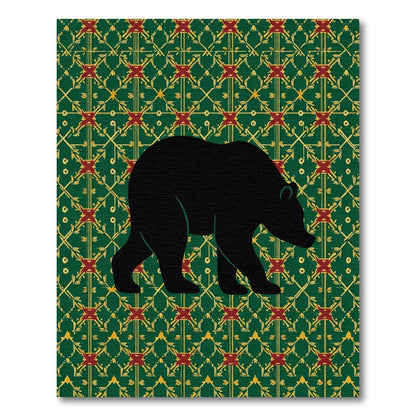 Forest Bear Green Emerald Geometric Rug