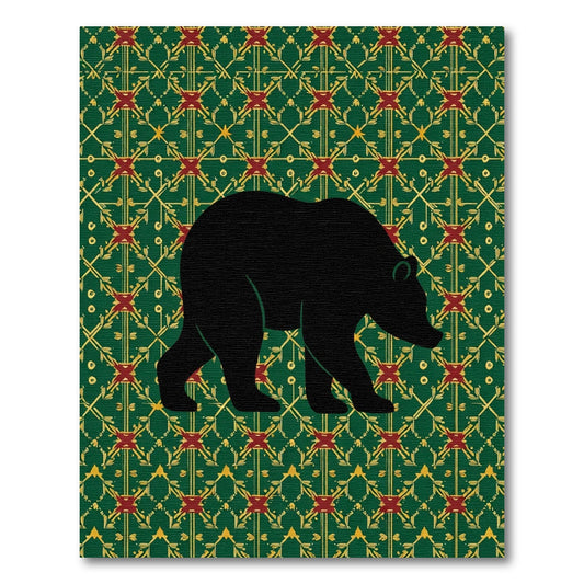 Forest Bear Green Emerald Geometric Rug