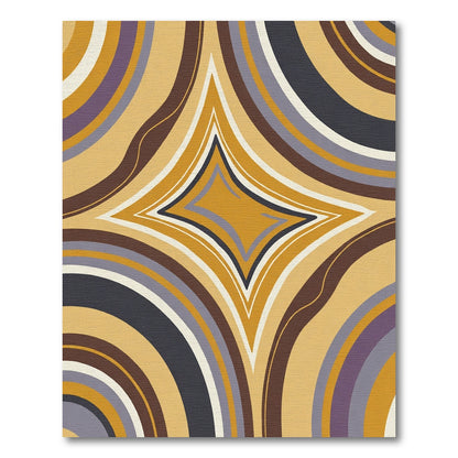 Retro Golden Diamond Swirl Rug