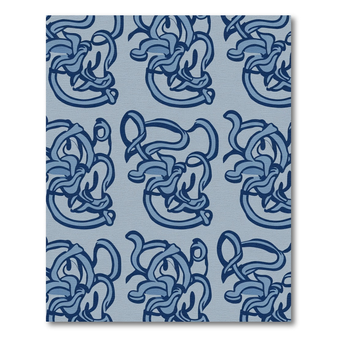 Navy Blue Abstract Whimsical Swirl Rug