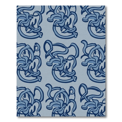 Navy Blue Abstract Whimsical Swirl Rug