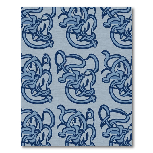 Navy Blue Abstract Whimsical Swirl Rug