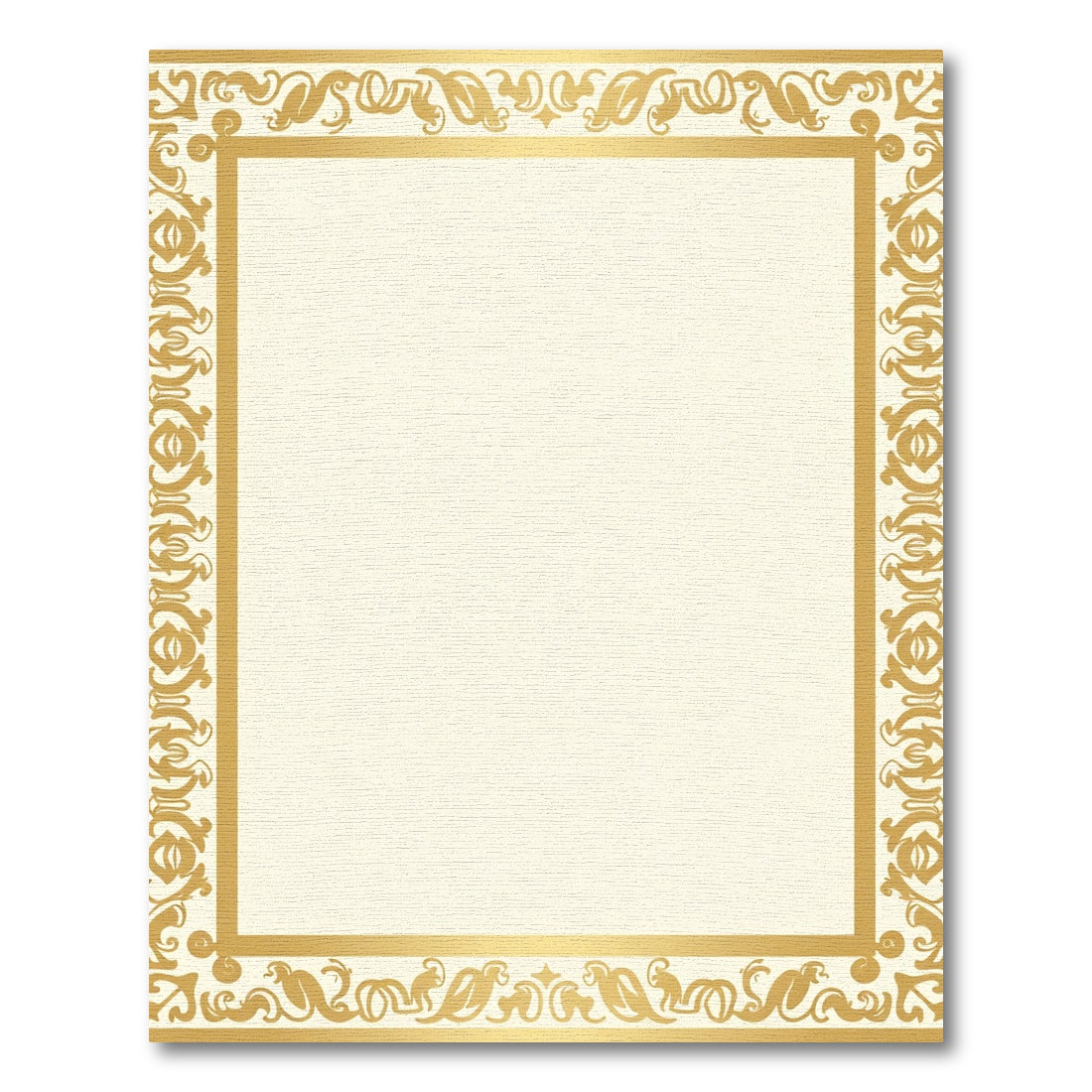 Traditional Gold Ornate Botanical Border Rug