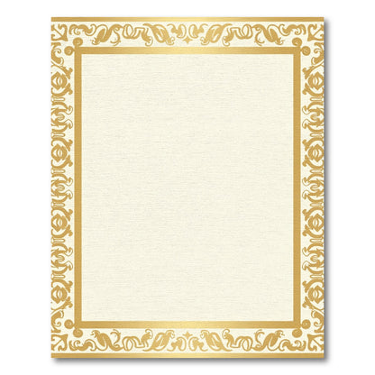 Traditional Gold Ornate Botanical Border Rug