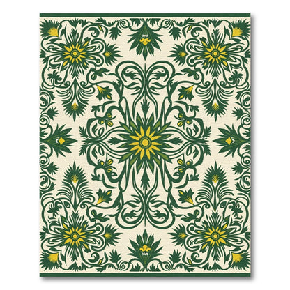 Emerald Yellow Floral Symmetry Rug