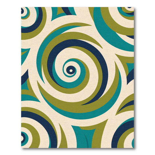 Teal Navy Olive Swirl Harmony Rug