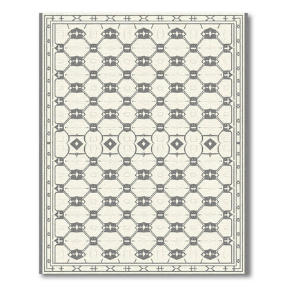 Chic Ivory Geometric Lattice Border Rug