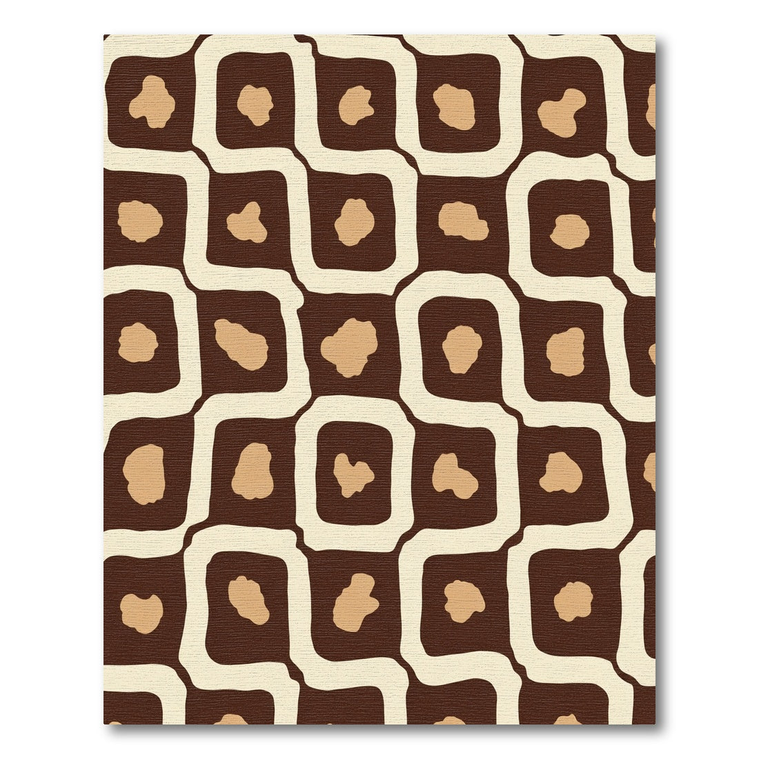 Retro Brown Beige Organic Squares Rug