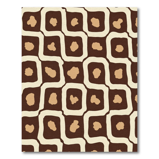 Retro Brown Beige Organic Squares Rug