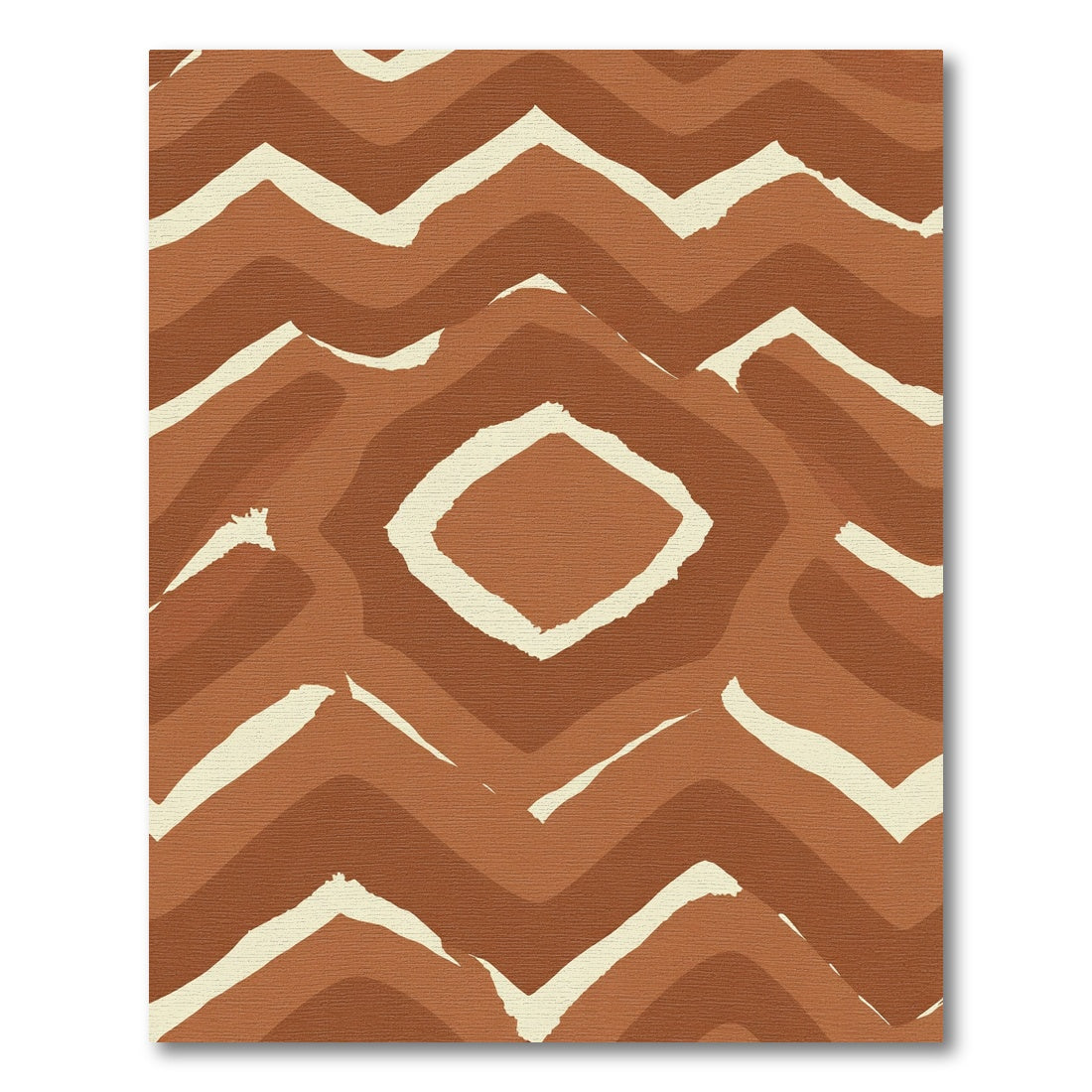 Earthy Brown Wavy Chevron Diamond Rug