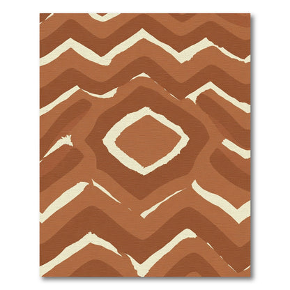 Earthy Brown Wavy Chevron Diamond Rug
