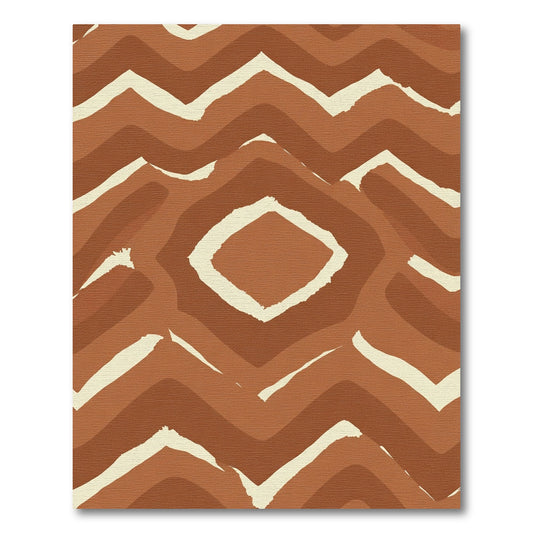 Earthy Brown Wavy Chevron Diamond Rug