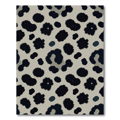 Textured Black Spotted Leopard Rug