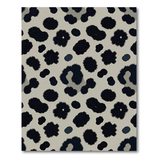 Textured Black Spotted Leopard Rug