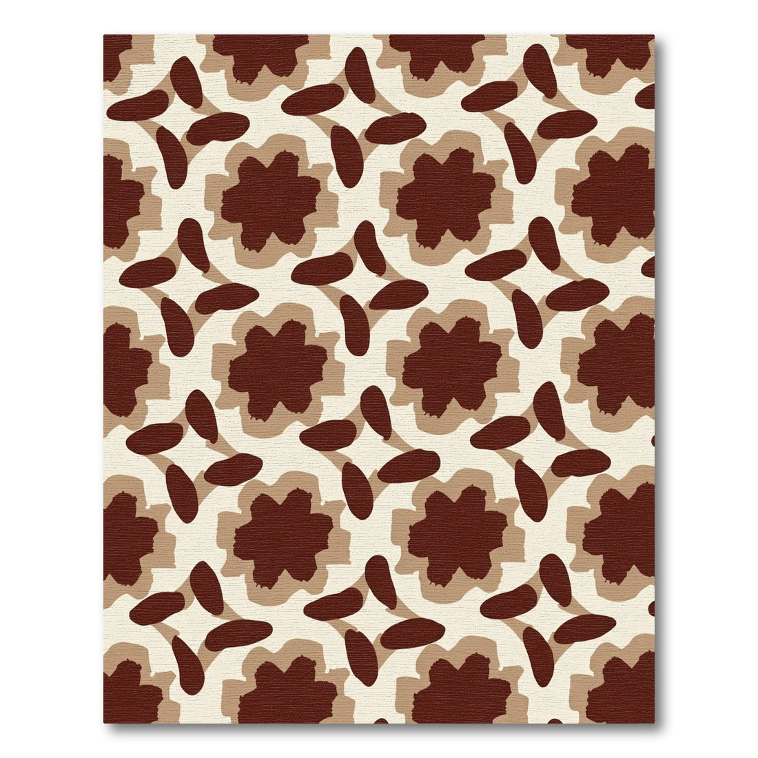 Rich Brown Petal Block Arrangement Rug