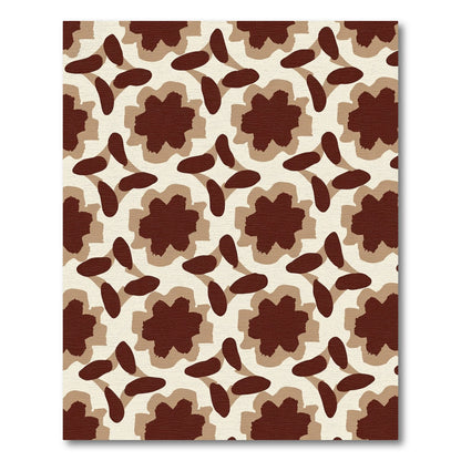 Rich Brown Petal Block Arrangement Rug