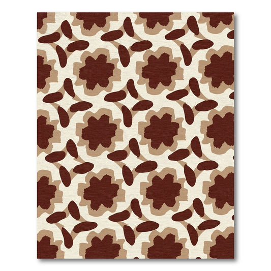 Rich Brown Petal Block Arrangement Rug