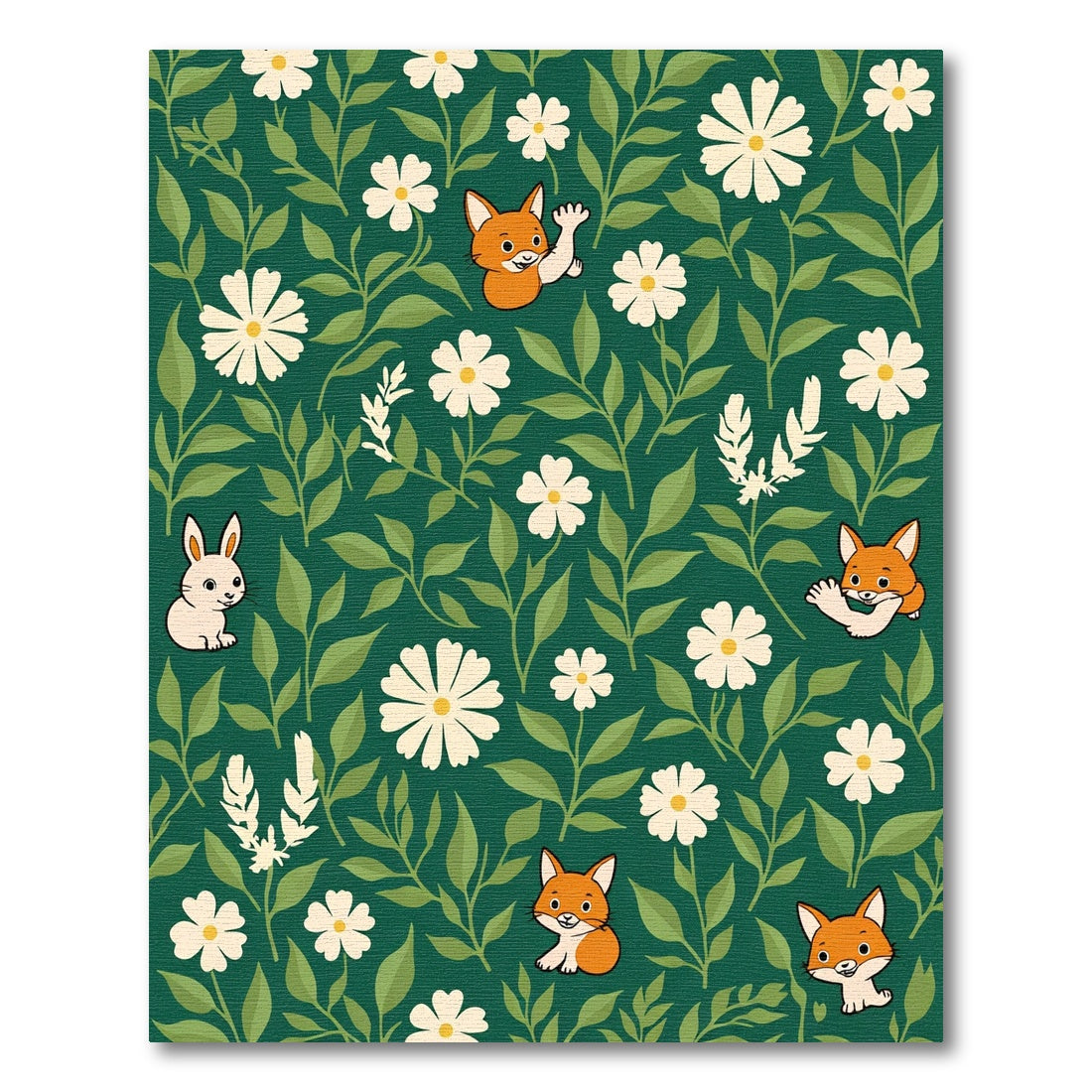 Whimsical Fox and Daisy Garden Rug