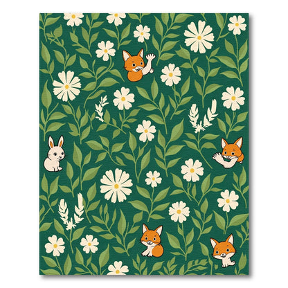 Whimsical Fox and Daisy Garden Rug