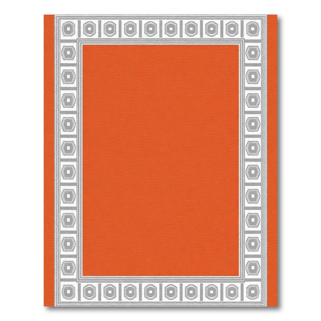 Orange Geometric Hexagon Border Rug