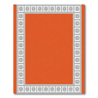 Orange Geometric Hexagon Border Rug